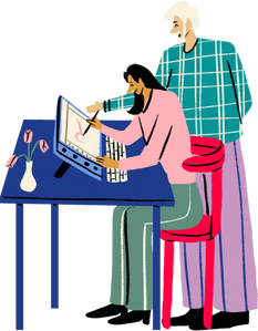 Bold and Textured Graphic Design Mentor and Apprentice